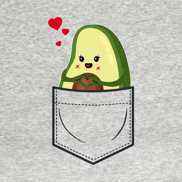 Avocado in Breastpocket Hearts - Cute & Funny Love T Shirt by CheesyB